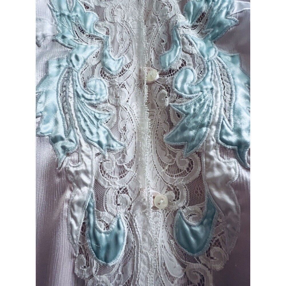 Natori Saks Fifth Ave Lt Pink Satin Lace Embroidered Nightgown Sz Small - Picture 5 of 12